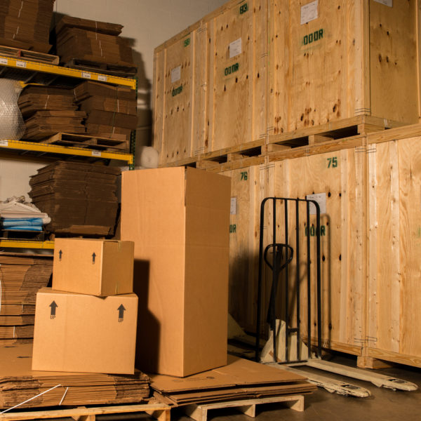 Cardboard boxes for moving at The Green Truck Moving & Storage Company
